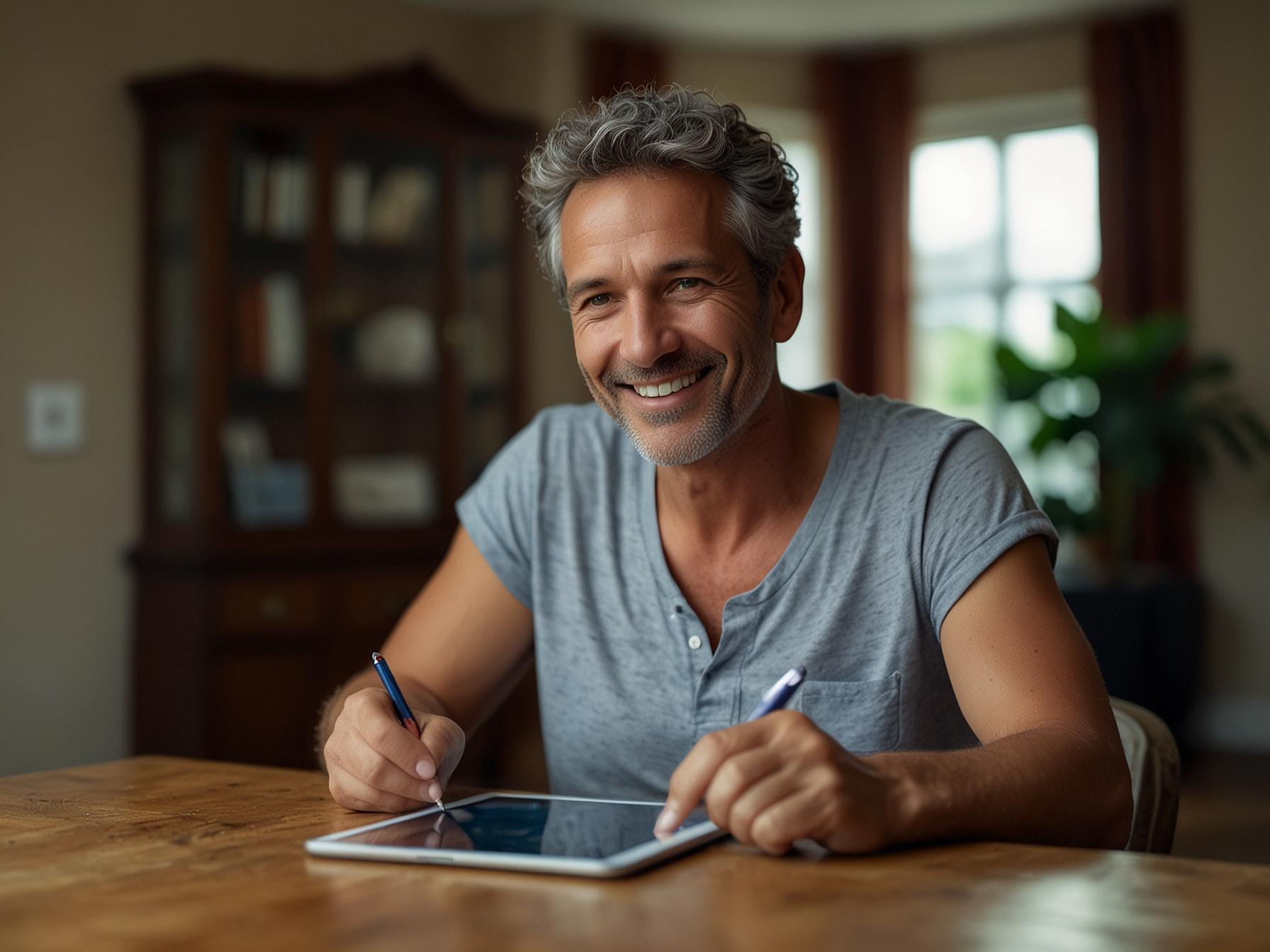 Happy user completing registration